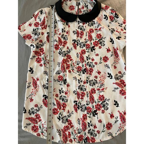 Red Herring SZ 14 Floral Short Sleeve Blouse - Picture 5 of 7